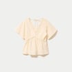 Blouse pliss&eacute;e col v manches courtes ecru femme
