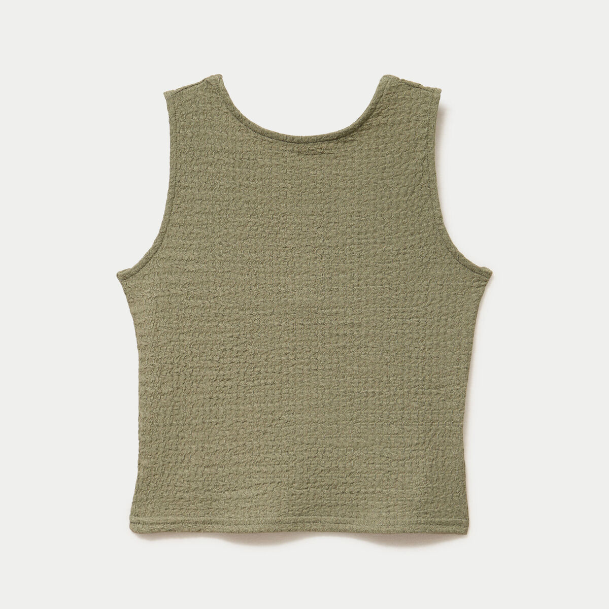 Top pliss&eacute; col rond manches courtes vert kaki femme