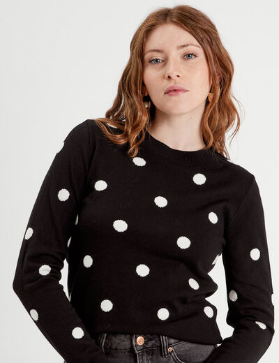 Pull manches longues dos noeud noir femme