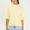 Pull manches courtes jaune clair femme