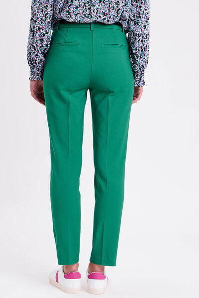 Pantalon cigarette ceinturé vert femme