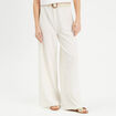 Pantalon large fluide ceinturé sable femme