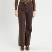 Jeans wide leg taille haute marron fonc&eacute; femme