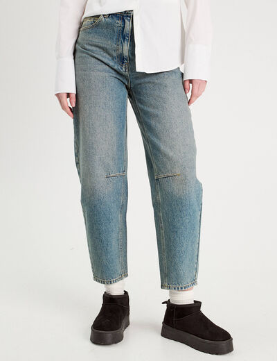Jeans balloon denim double stone femme