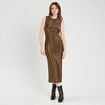 Robe longue ajustée couleur or femme