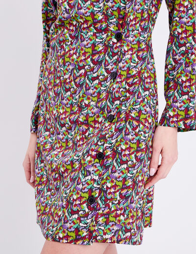 Robe évasée manches 3/4 noir femme