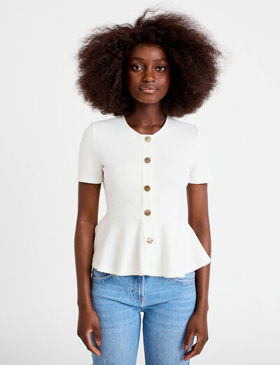 Top cintr&eacute; p&eacute;plum ecru femme