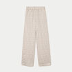 Pantalon large taille haute creme femme