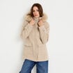 Manteau mi-long &agrave; capuche beige femme