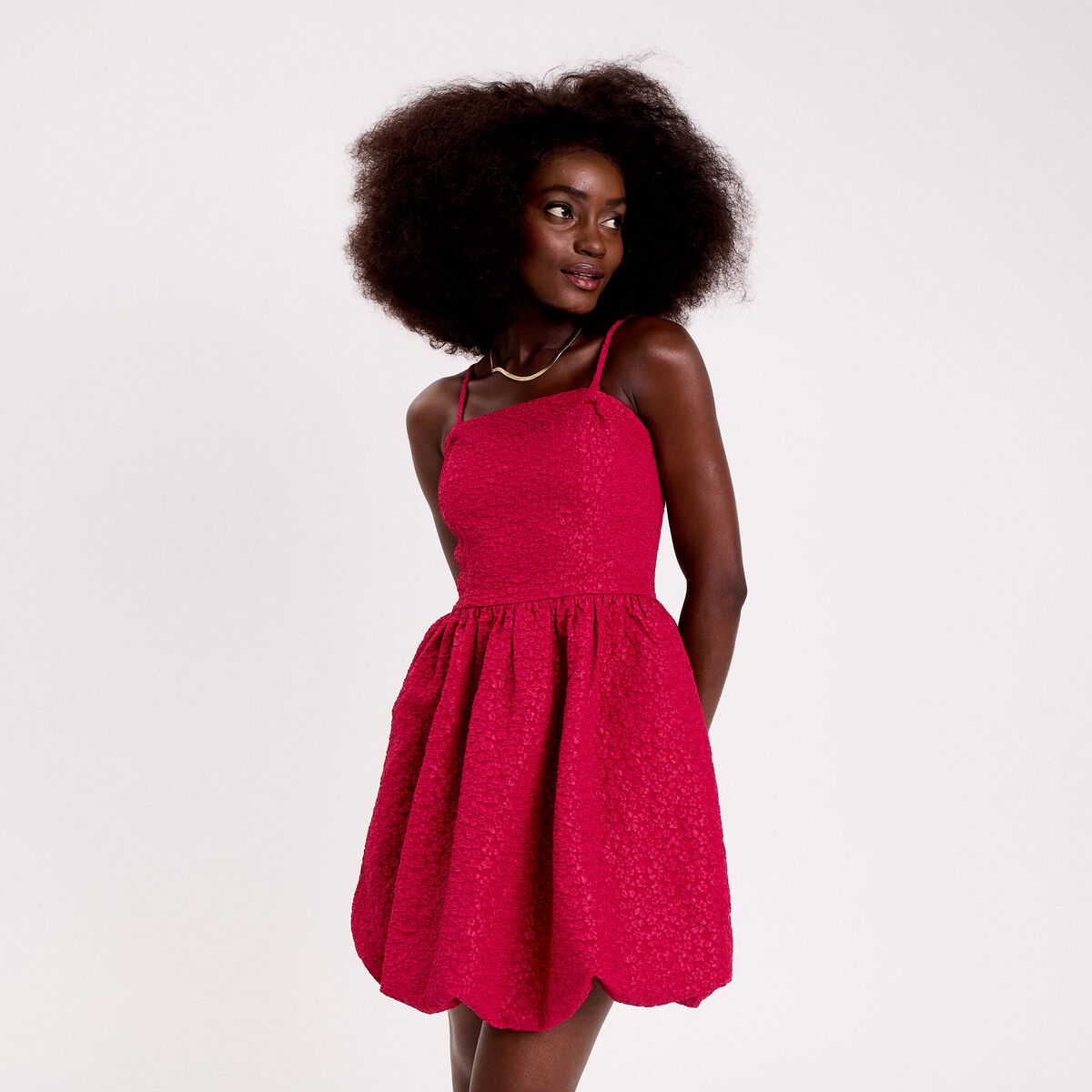Robe Boule à Bretelles En Lin Parme - Taille L - Occasion En Très Bon état
