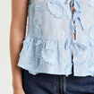 Blouse sans manches nouée bleu femme