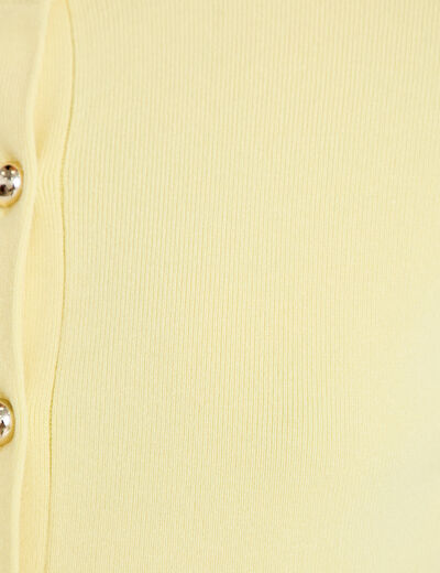 Gilet ajust&eacute; cropped col rond jaune clair femme