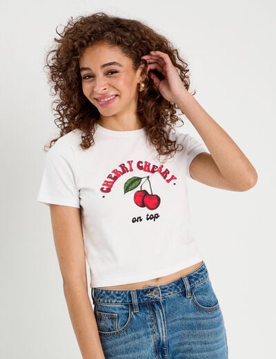 T-shirt cropped blanc femme