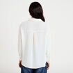 Chemise ample pliss&eacute;e manches longues ecru femme