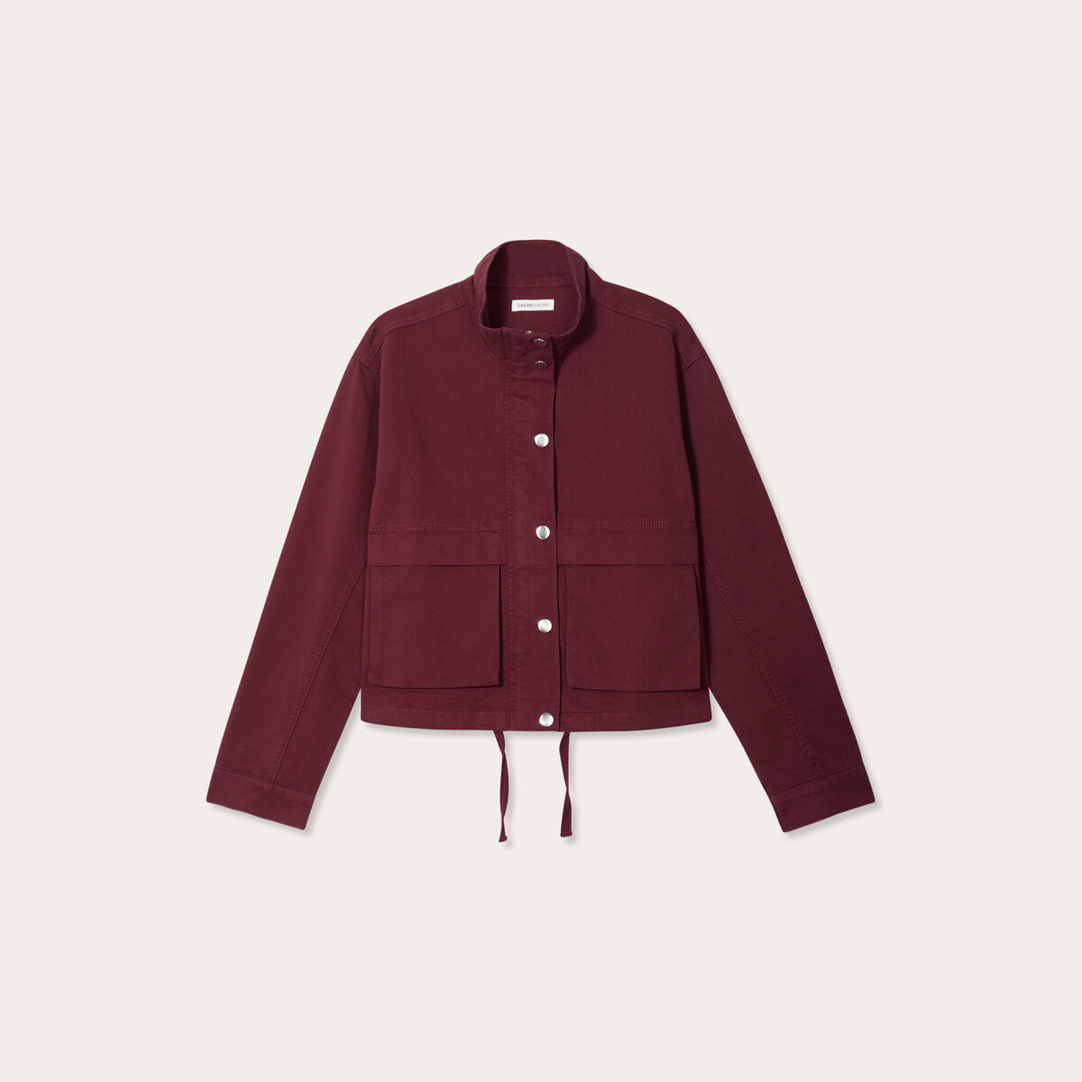 Veste droite col montant bordeaux femme