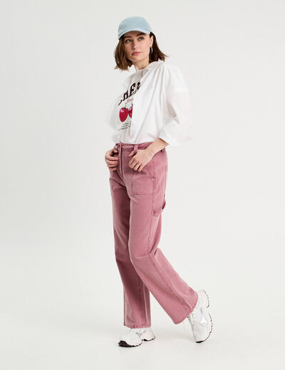 Pantalon carpenter vieux rose femme