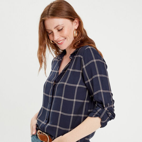 chemise manches longues bleu fonce femme Chemise manches longues bleu foncé femme
