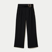 Pantalon bootcut avec ceinture noir femme