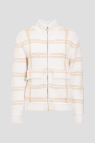 Veste droite à col montant ecru femme