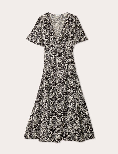 Robe longue évasée blanc femme