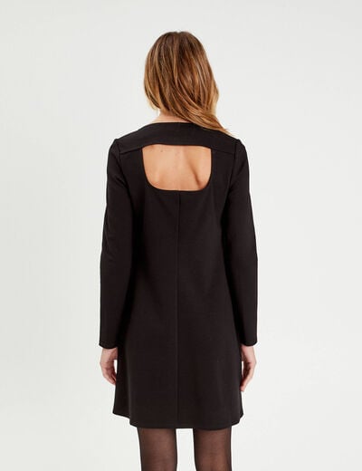 Robe évasée dos ouvert noir femme