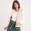Veste sans manches fermeture zipp&eacute;e ivoire femme