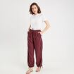 Pantalon large fluide prune femme