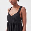 Robe longue évasée bretelles noir femme