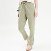 Pantalon droit fluide contenant du lin vert kaki femme
