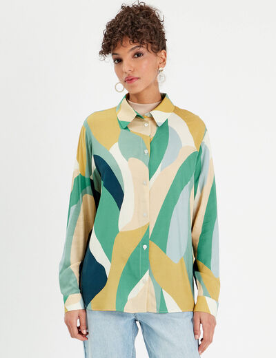 Chemise manches longues vert femme