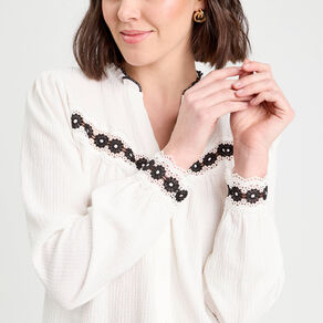 Blouse manches longues ecru femme