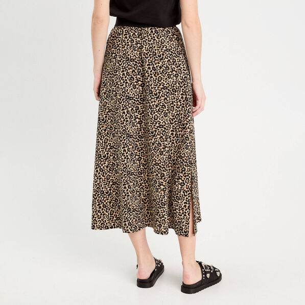 Jupe longue évasée beige femme