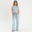 Débardeur cropped bleu gris femme