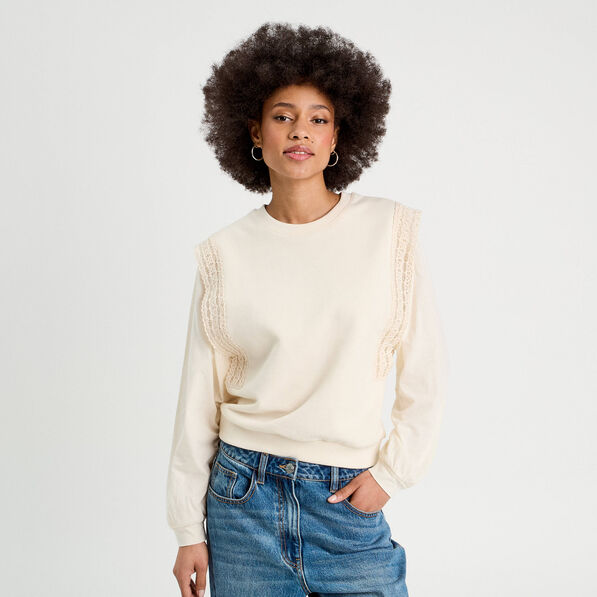 sweat manches longues ecru femme Sweat manches longues ecru femme