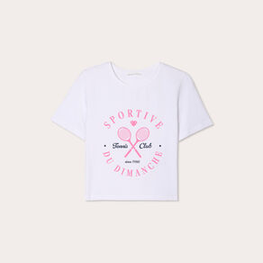 T-shirt cropped blanc femme