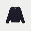 Sweat duveteux col rond manches longues bleu marine femme