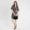 Robe évasée fils métallisés gris argent femme