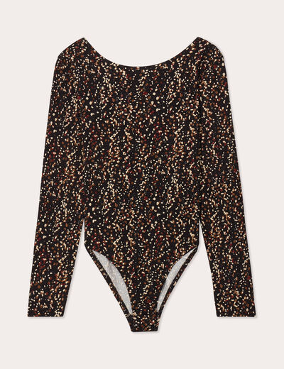 Body manches longues côtelé noir femme