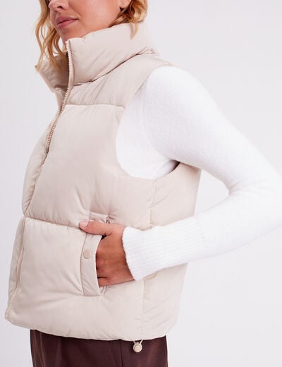 Doudoune droite sans manches sable femme