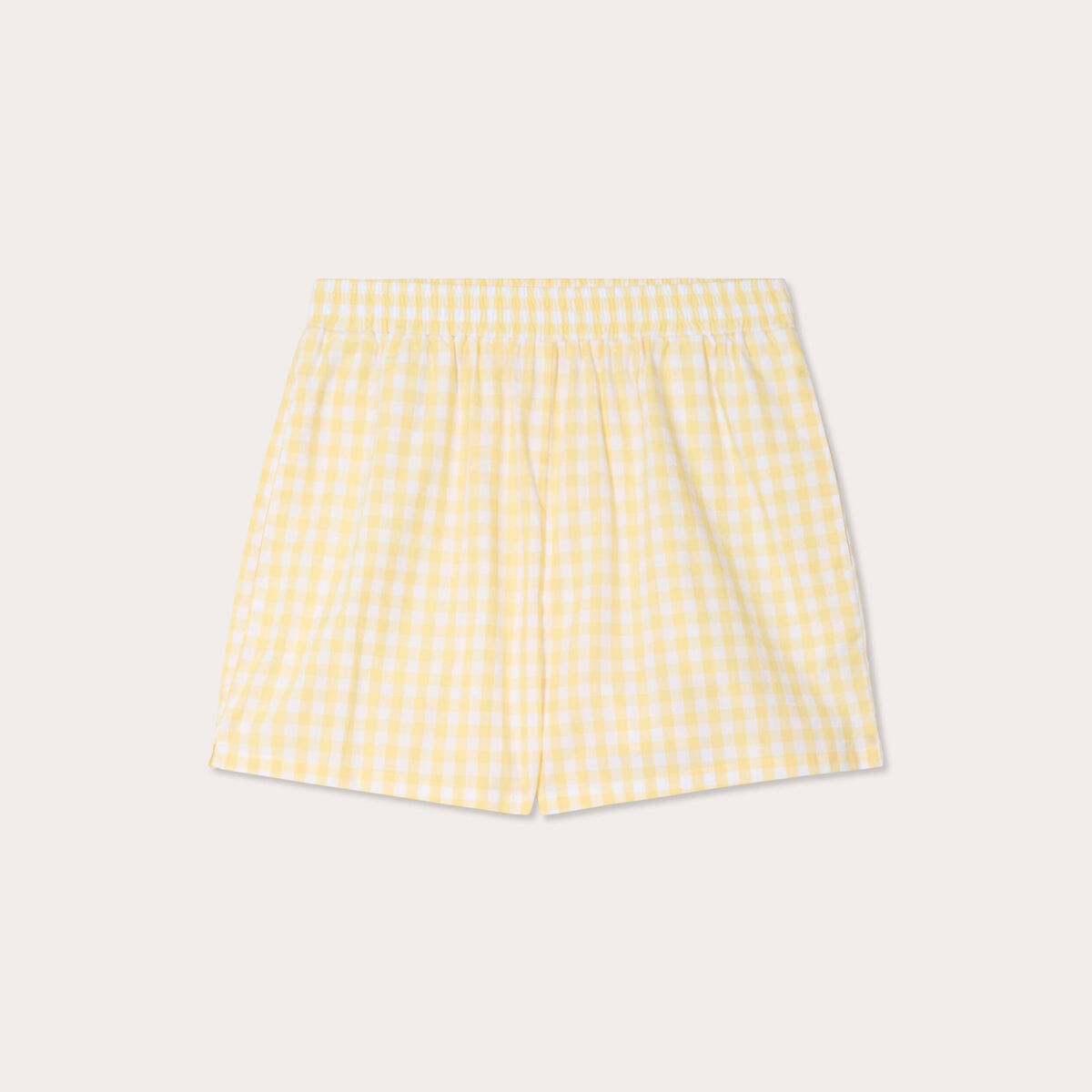 Short droit taille élastiquée jaune femme