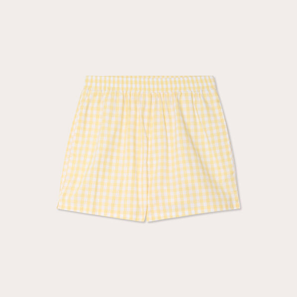 short droit taille elastiquee jaune femme Short droit taille élastiquée jaune femme