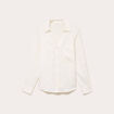 Chemise lin col V manches longues ecru femme