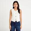 Gilet sans manches cropped ecru femme