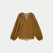 Blouse ample col v rose femme
