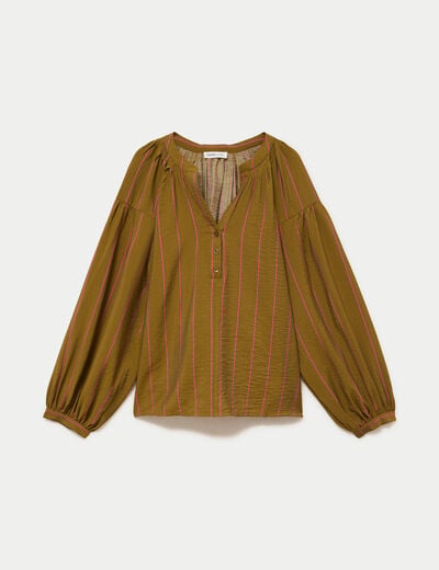 Blouse ample col v rose femme