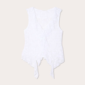 Débardeur dentelle et volants blanc femme