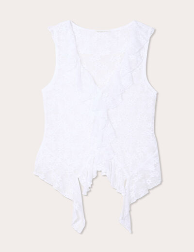 Débardeur dentelle et volants blanc femme