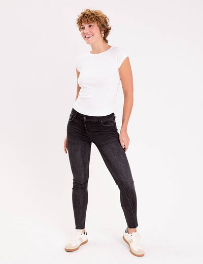 Jean skinny taille basse denim noir femme