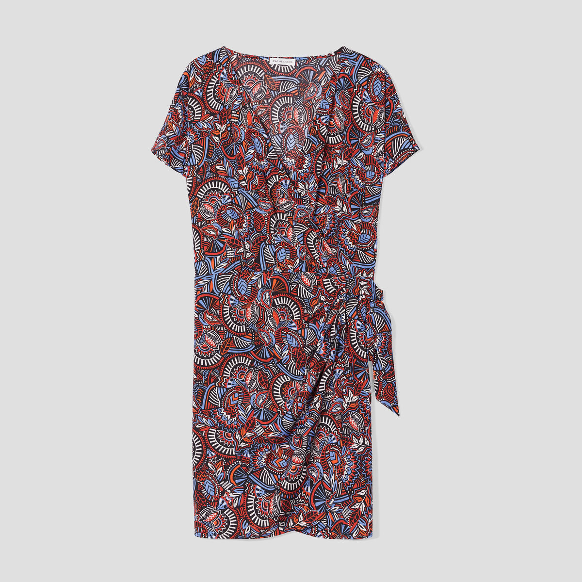 Robe portefeuille avec noeud noir femme