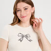 T-shirt manches courtes ajusté ecru femme